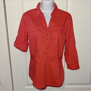 Ladies M Coral NY&Co 3/4 sleeve blouse